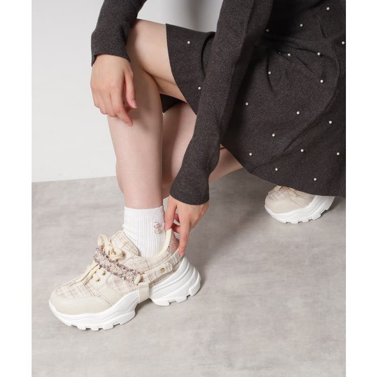 フリル×パール調ベルトツイードスニーカー | ESPERANZA | 詳細画像8 