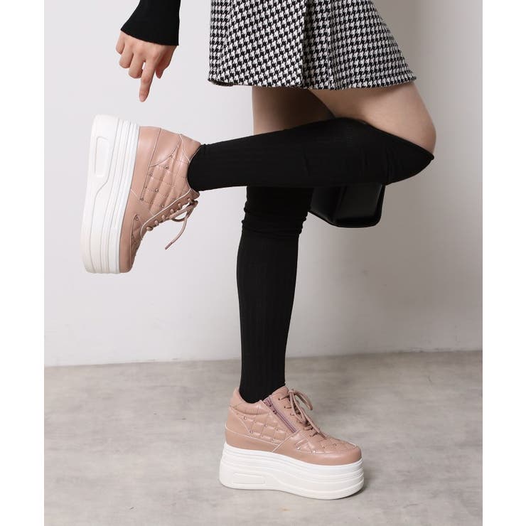 きゅんフィット厚底フラットキルティングスタッズスニーカー | ESPERANZA | 詳細画像8 