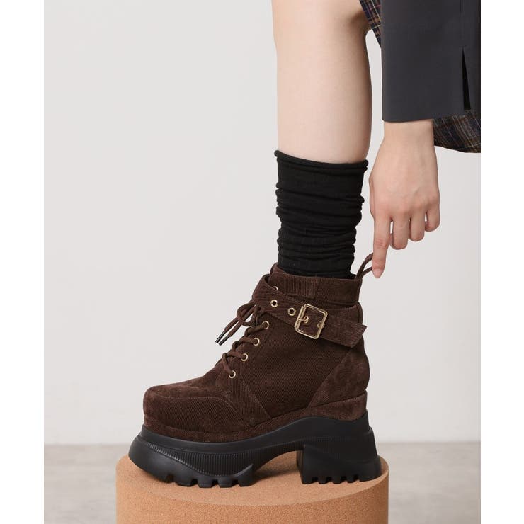 モカブラウン(342) | レースアップバックル厚底ブーツ | ESPERANZA