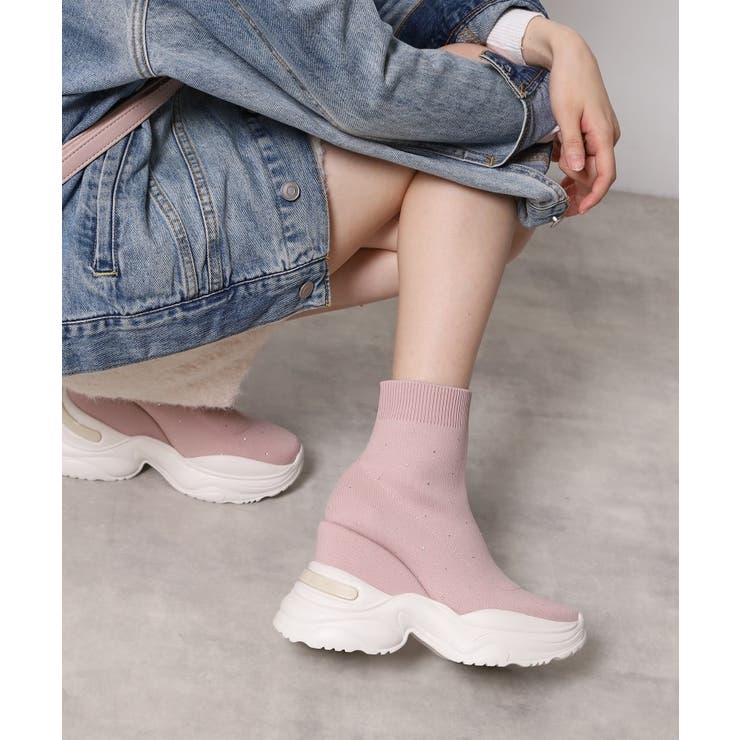 スニーカーソールラインストーンニットブーツ | ESPERANZA | 詳細画像7 