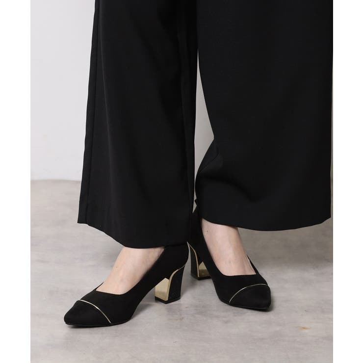 ブラック(019) | ラメヒールゴールドラインパンプス | ESPERANZA