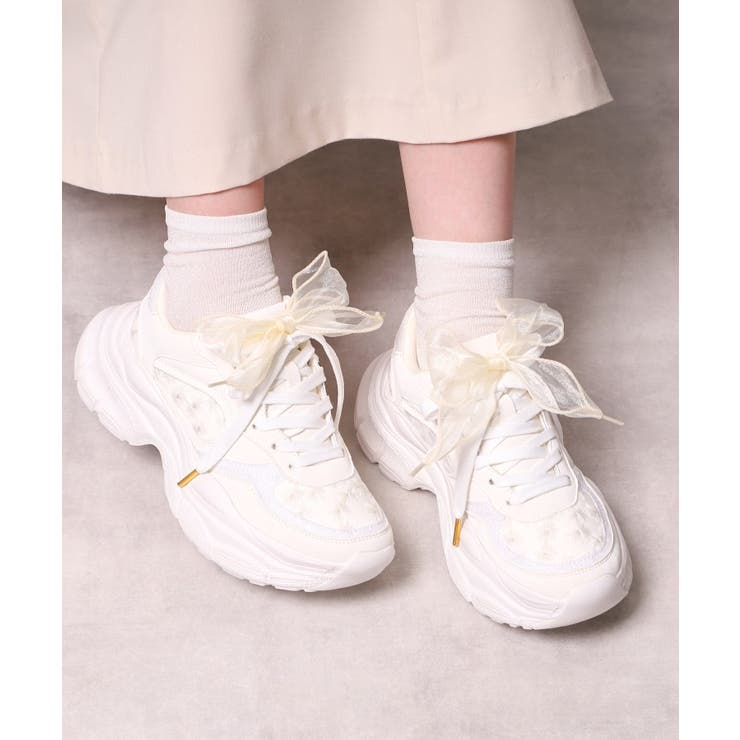 フラワー刺繍ラメスニーカー | ESPERANZA | 詳細画像1 