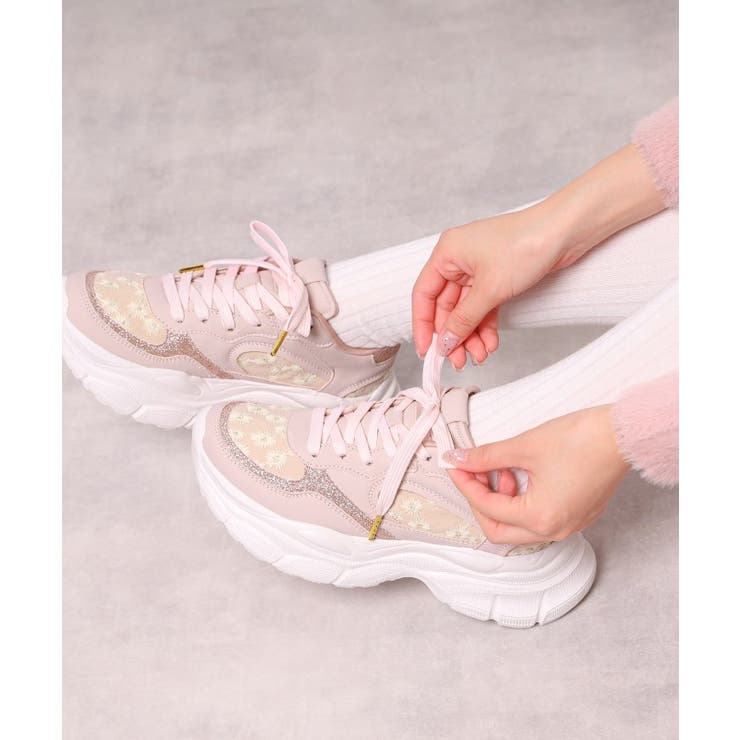 フラワー刺繍ラメスニーカー | ESPERANZA | 詳細画像7 