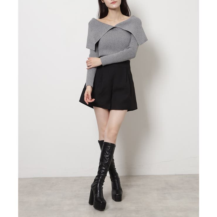 リピーター続出 脚長美脚 2WAYニットカバーレイヤーロングブーツ[品番