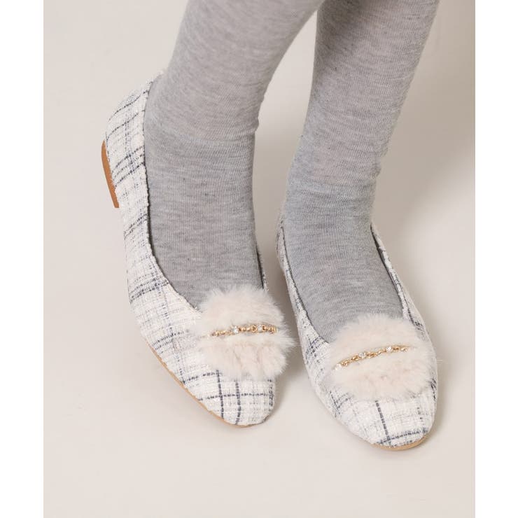 ビジューフェイクファーフラットパンプス | ESPERANZA | 詳細画像3 