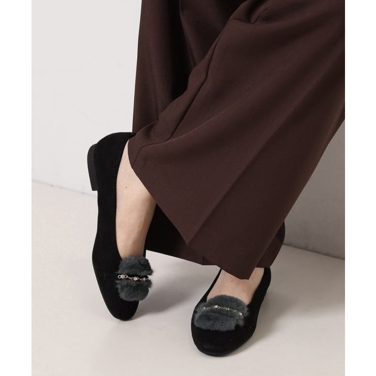 ビジューフェイクファーフラットパンプス | ESPERANZA | 詳細画像6 