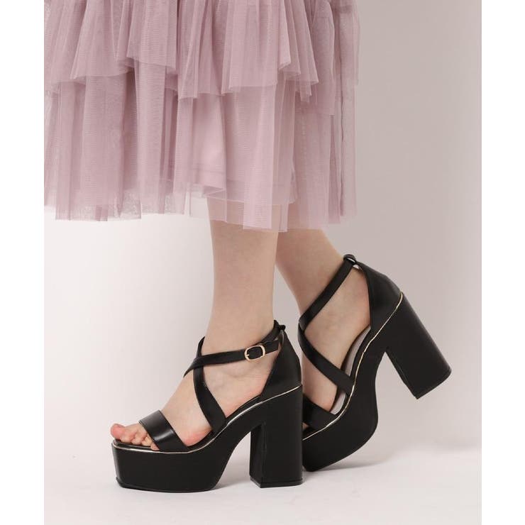 ブラック(019) | 【ラク盛り／サンダル】リピーター続出／脚長美脚 クロスストラップサンダル | ESPERANZA