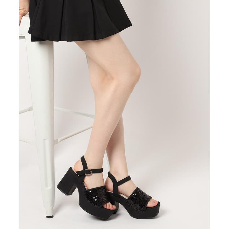 【ラク盛り／サンダル】リピーター続出／脚長美脚 スパンコール厚底サンダル | ESPERANZA | 詳細画像18 