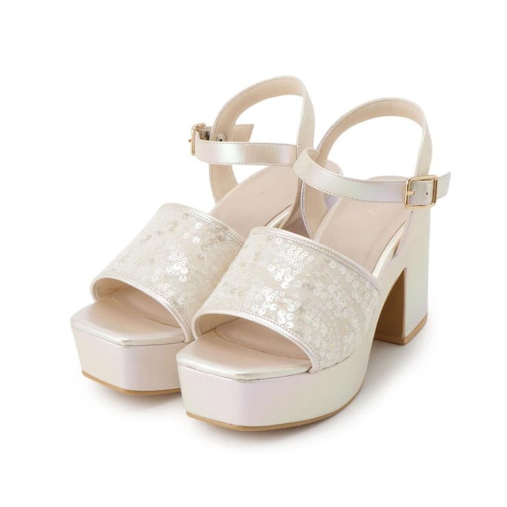 アイボリー(904) | 【ラク盛り／サンダル】リピーター続出／脚長美脚 スパンコール厚底サンダル | ESPERANZA