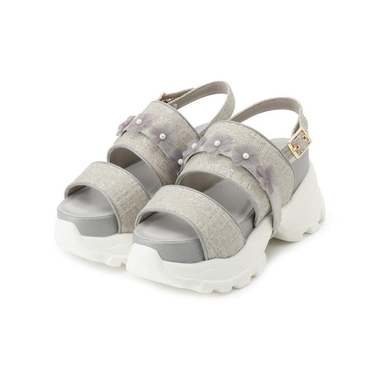 グレー(012) | ツイード風フラワーベルトスポサン | ESPERANZA