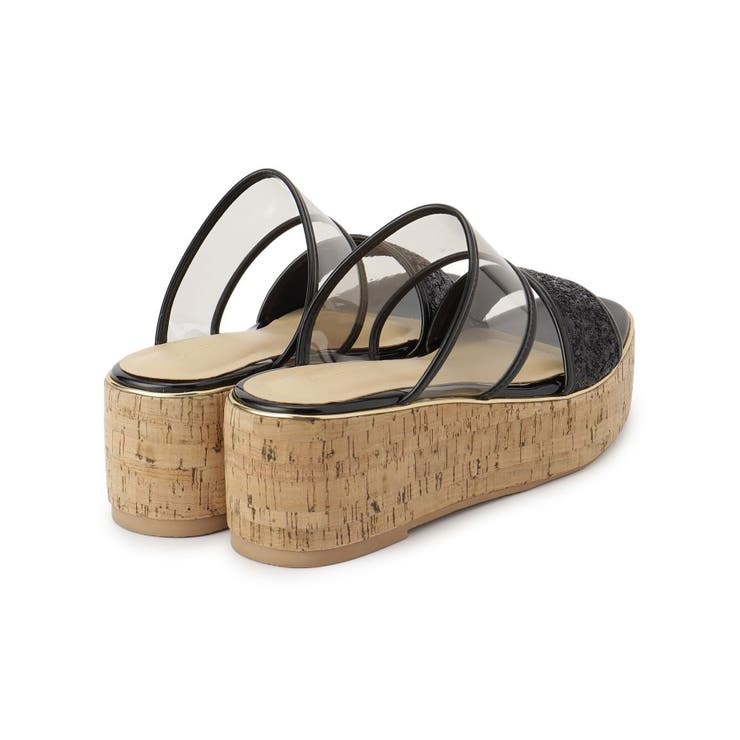 グリッター×クリアベルト 厚底コルクサンダル[品番：WRDW0218322