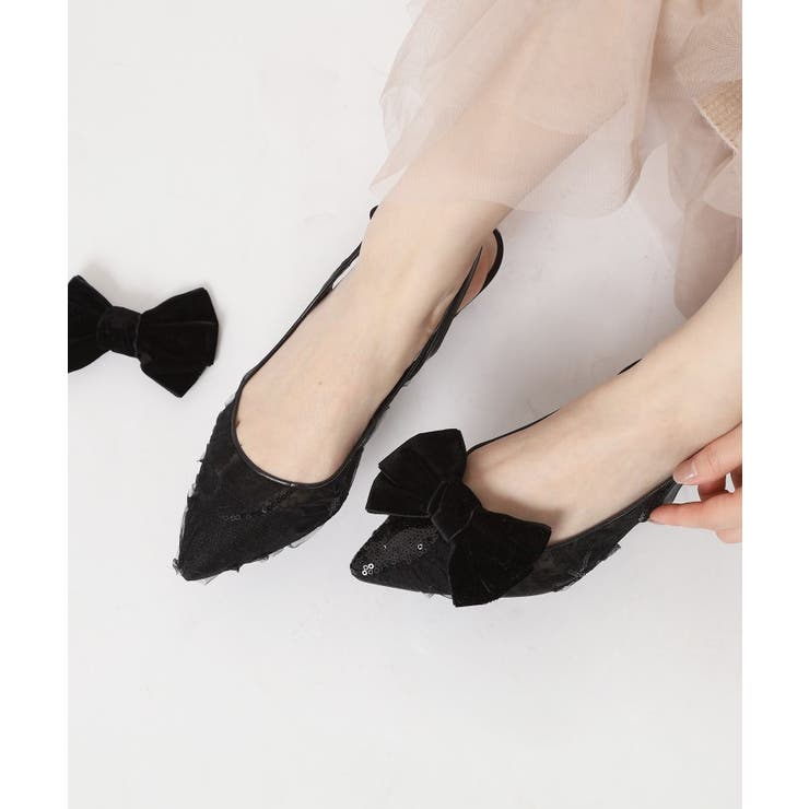 リボンチュールレースバックストラップ2WAYパンプス | ESPERANZA | 詳細画像28 