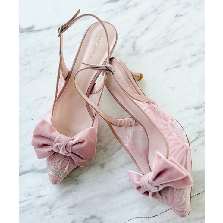 リボンチュールレースバックストラップ2WAYパンプス | ESPERANZA | 詳細画像4 