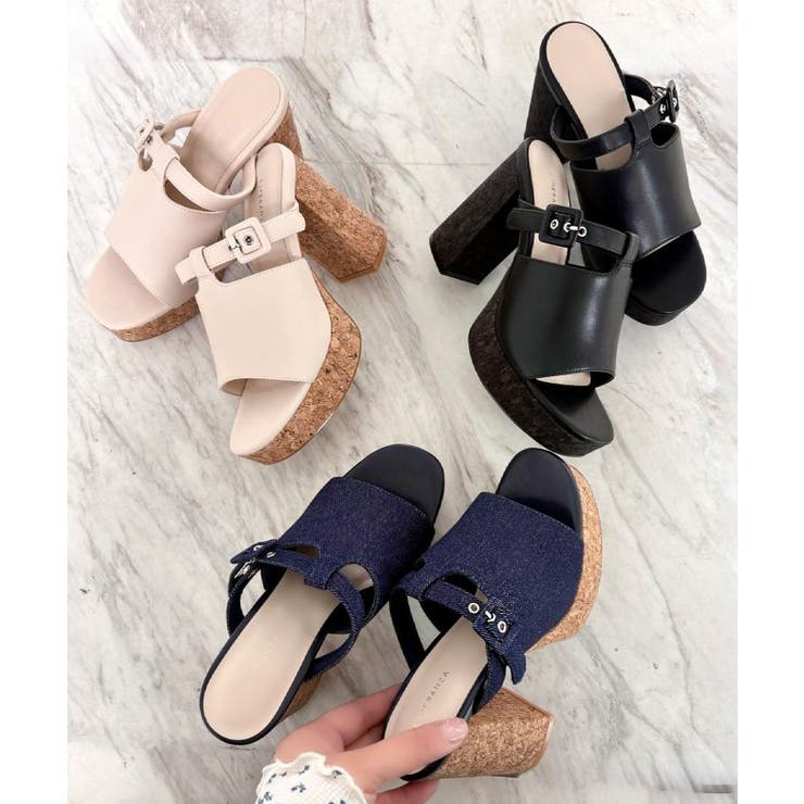 ミニバックルコルクヒールミュール | ESPERANZA | 詳細画像1 