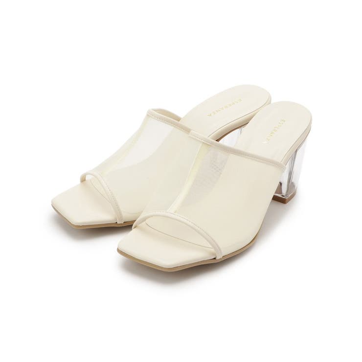 アイボリー(304) | チュールメッシュクリアヒールミュール | ESPERANZA