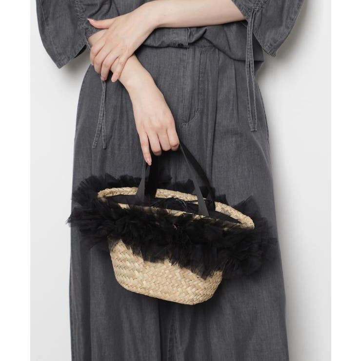 ブラック(419) | チュールフリンジカゴバッグ | ESPERANZA