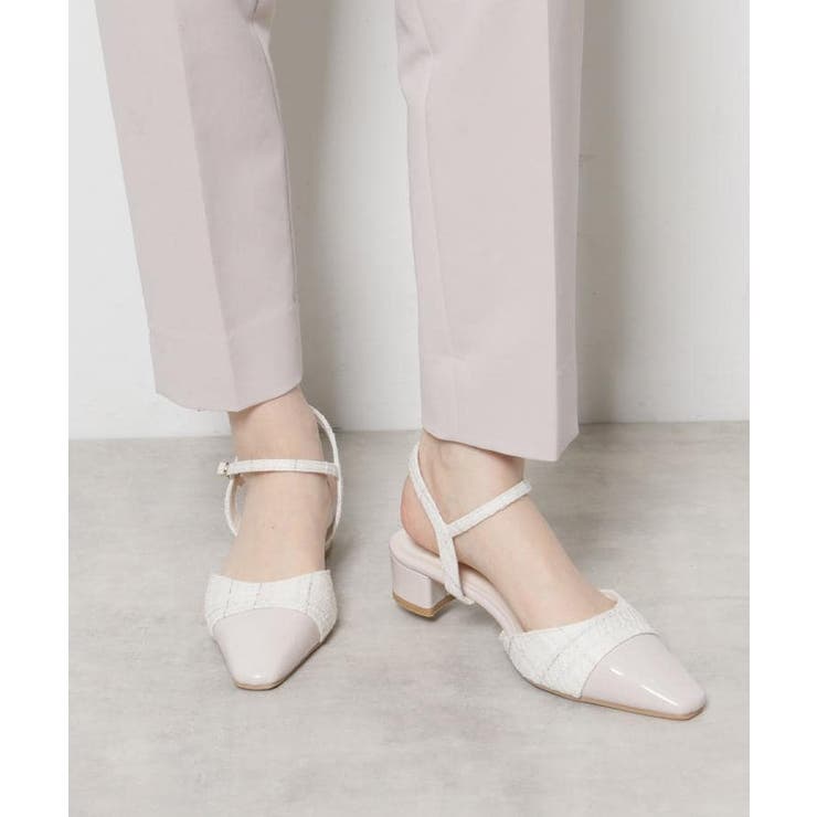 ホワイト(301) | エナメル×ツイードストラップパンプス | ESPERANZA