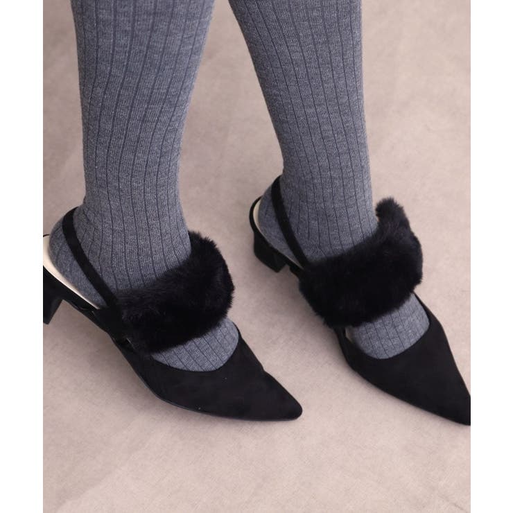 【Fur Collection】ファー付き2WAYスリングバックミュールパンプス | ESPERANZA | 詳細画像1 