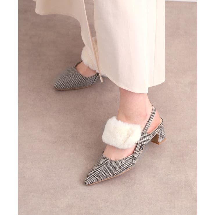 【Fur Collection】ファー付き2WAYスリングバックミュールパンプス | ESPERANZA | 詳細画像9 