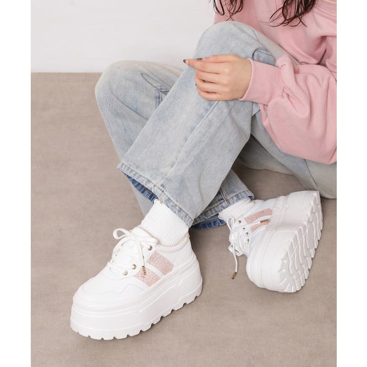 ピンク(072) | ラメライン厚底スニーカー | ESPERANZA