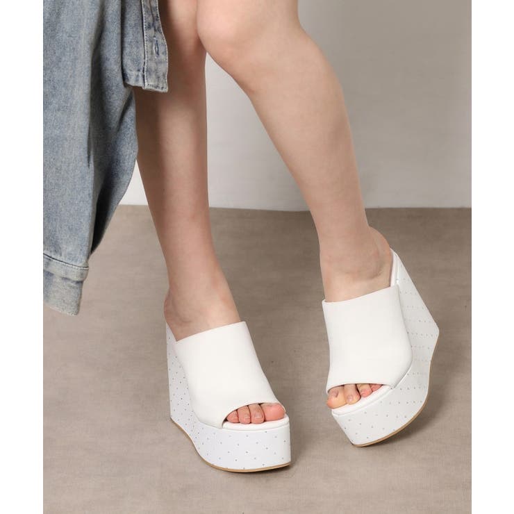 ホワイト(301) | ラインストーンウエッジミュール | ESPERANZA