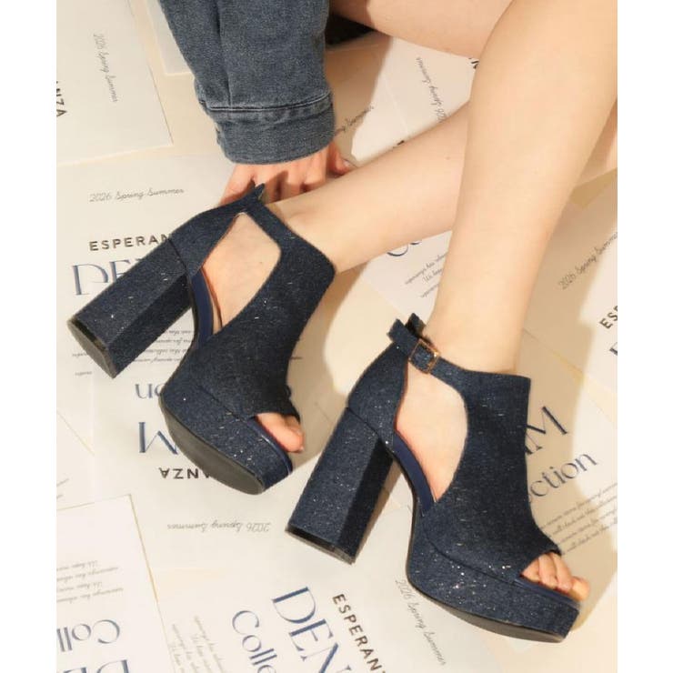 デニム(393) | チャンキーヒール厚底サンダル | ESPERANZA
