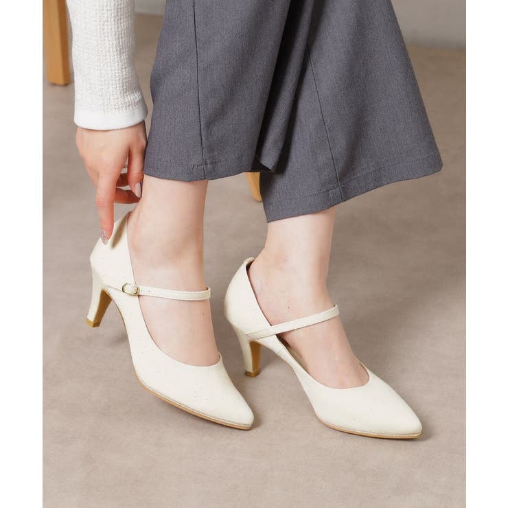 アイボリー(304) | ラメパイピングストラップパンプス | ESPERANZA