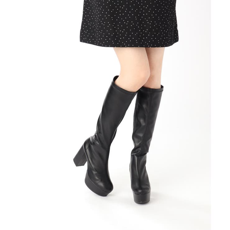 ラク盛り厚底ヒールストレッチロングブーツ[品番：WRDW0161618 