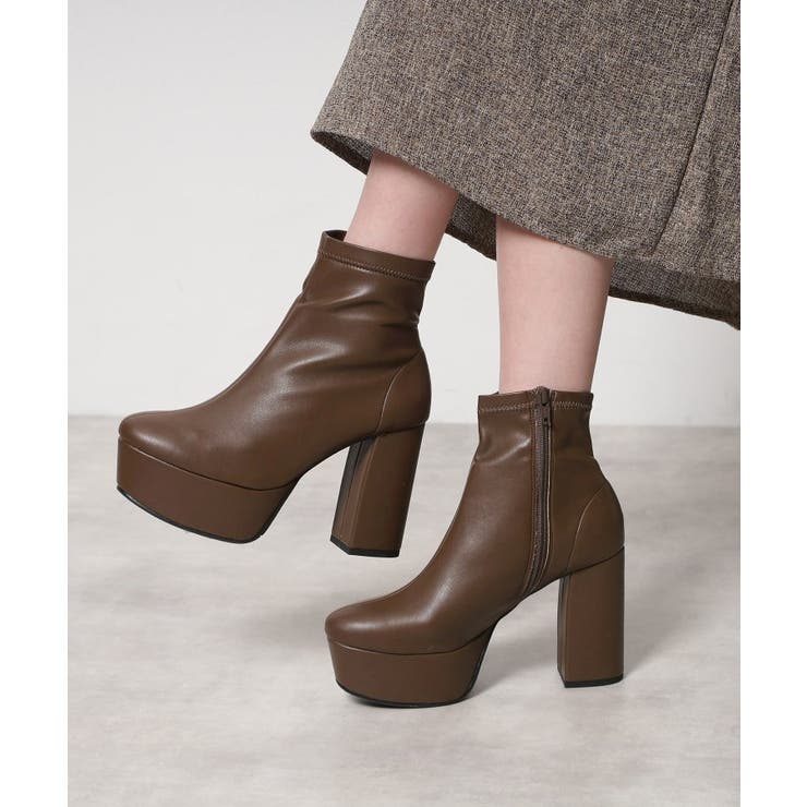 モカブラウン(042) | 新色追加リピーター続出 脚長美脚 厚底ショートブーツ | ESPERANZA