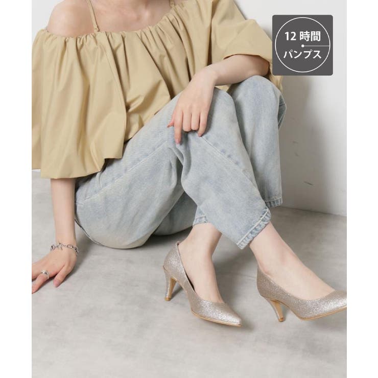 【12時間パンプス】約7.5㎝／ラメ素材 歩きやすくて疲れにくい | ESPERANZA | 詳細画像1 