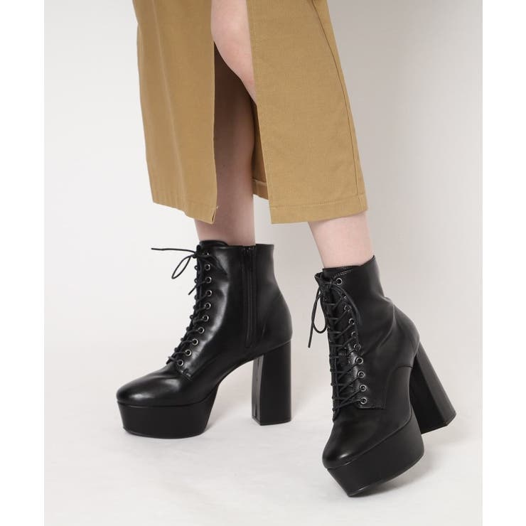 【ラク盛り／ショートブーツ】リピーター続出／脚長美脚 厚底レースアップブーツ | ESPERANZA | 詳細画像7 