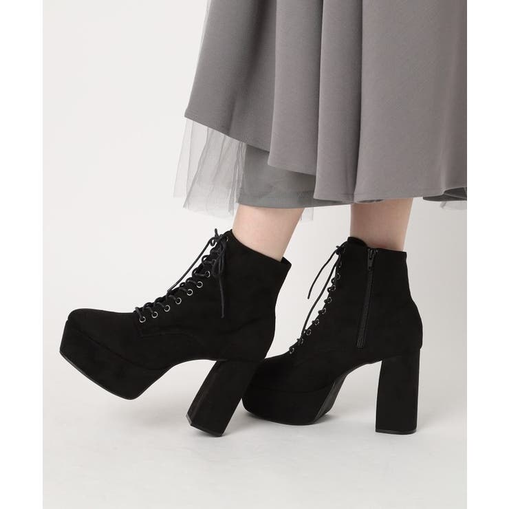 【ラク盛り／ショートブーツ】リピーター続出／脚長美脚 厚底レースアップブーツ | ESPERANZA | 詳細画像12 