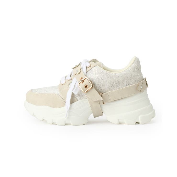 ツイード風フラワーベルト厚底スニーカー | ESPERANZA | 詳細画像3 