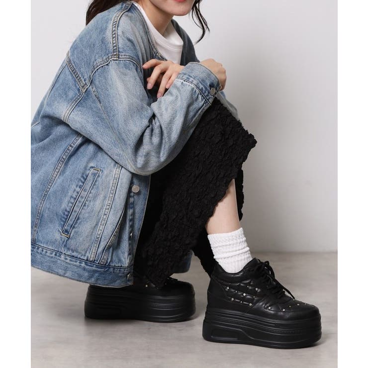 きゅんフィット厚底フラットキルティングスタッズスニーカー | ESPERANZA | 詳細画像4 