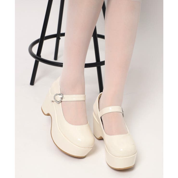 キラキラハートバックルらくちんウエッジ厚底パンプス | ESPERANZA | 詳細画像17 