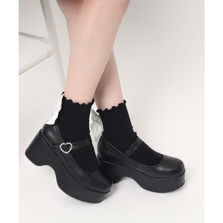 キラキラハートバックルらくちんウエッジ厚底パンプス | ESPERANZA | 詳細画像24 