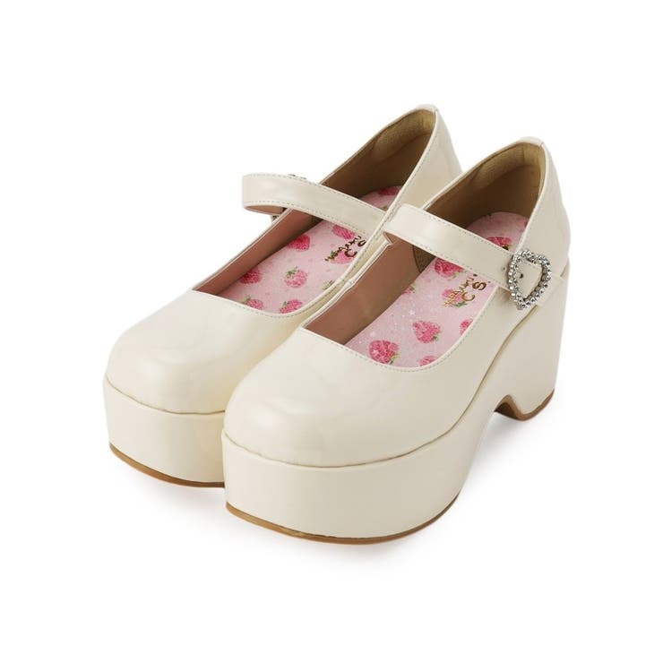 アイボリー(204) | キラキラハートバックルらくちんウエッジ厚底パンプス | ESPERANZA