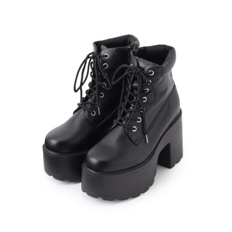 ブラック(019) | 厚底レースアップブーツ | ESPERANZA