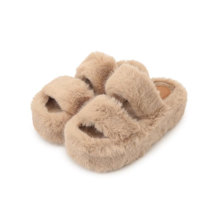 厚底ふわふわファーサンダル[品番：WRDW0206056]｜ESPERANZA