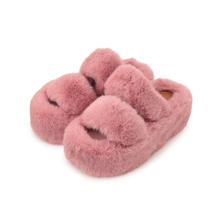 厚底ふわふわファーサンダル[品番：WRDW0206056]｜ESPERANZA