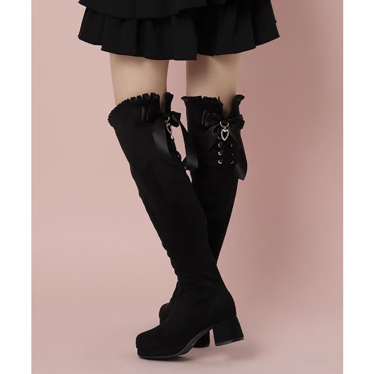 夢見るリボン付きロングブーツ厚底 | ESPERANZA | 詳細画像1 
