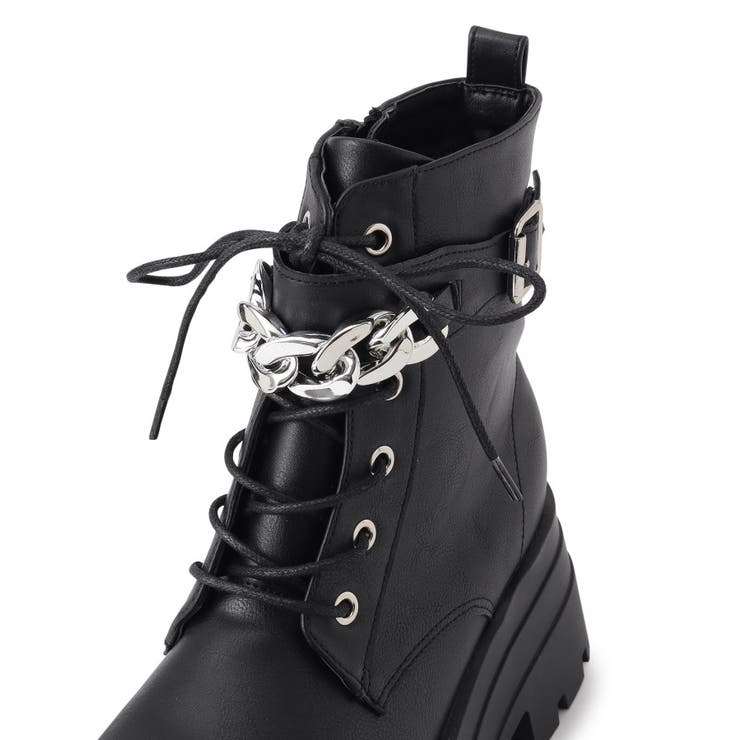厚底3段ソールチェーン付き ベルト付きレースアップブーツ | ESPERANZA | 詳細画像10 