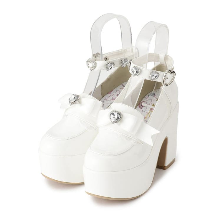 ホワイト(201) | 厚底リボン付き3WAYキラキラパンプス | ESPERANZA