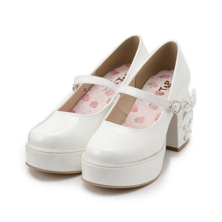 ホワイト(201) | 厚底ヒールレースアップパンプス | ESPERANZA