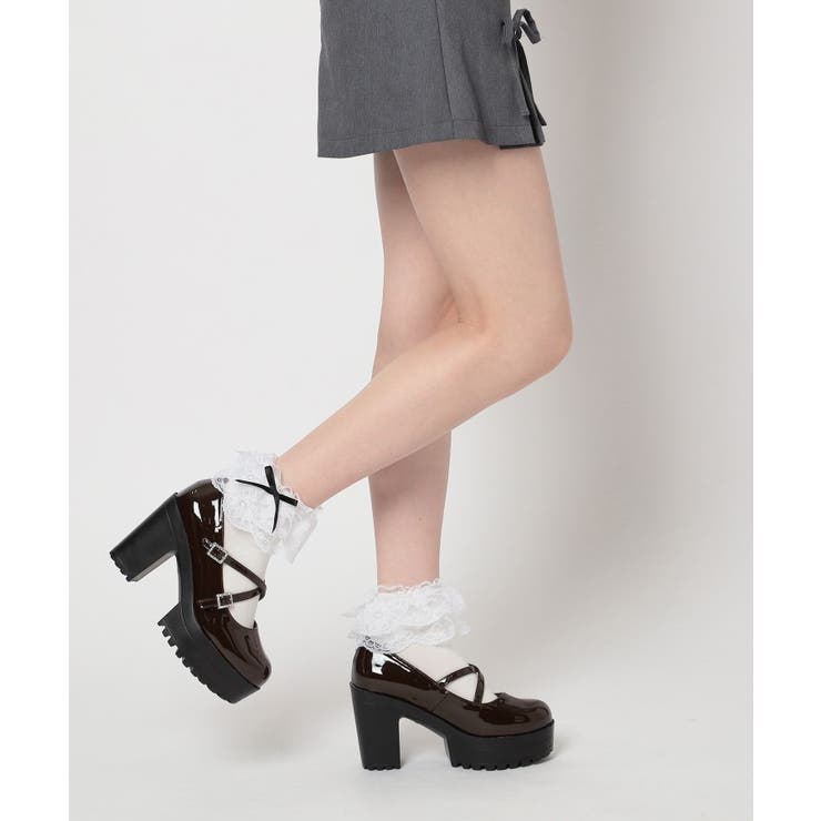 厚底キラキラダブルストラップパンプス | ESPERANZA | 詳細画像19 