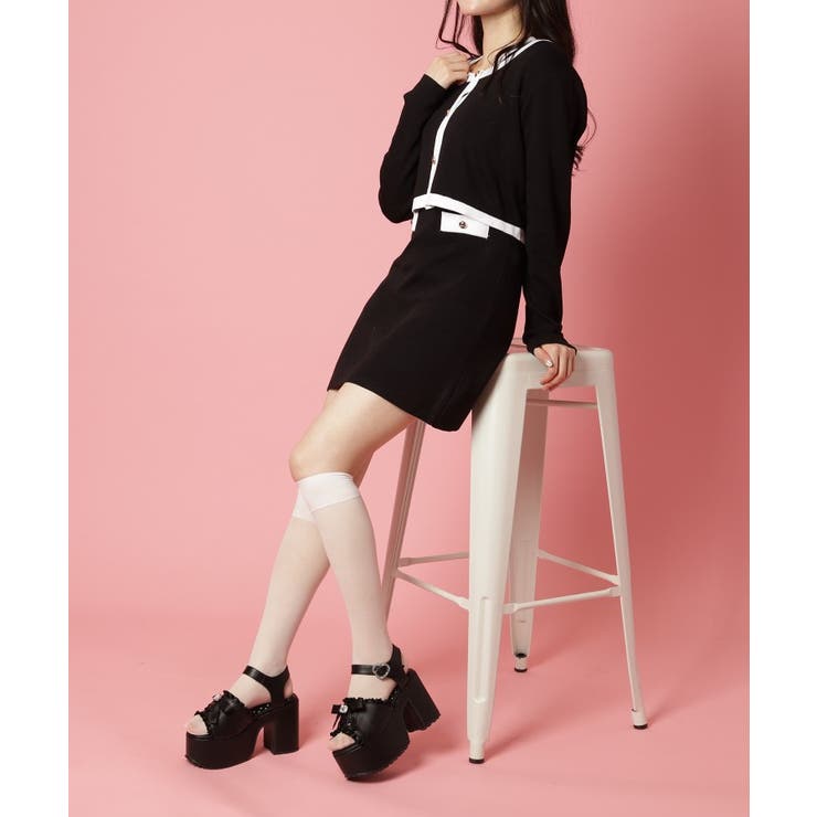 地雷系 厚底リボンレースアップサンダル | ESPERANZA | 詳細画像20 