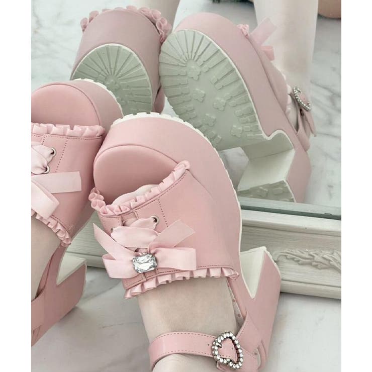 地雷系 厚底リボンレースアップサンダル | ESPERANZA | 詳細画像31 