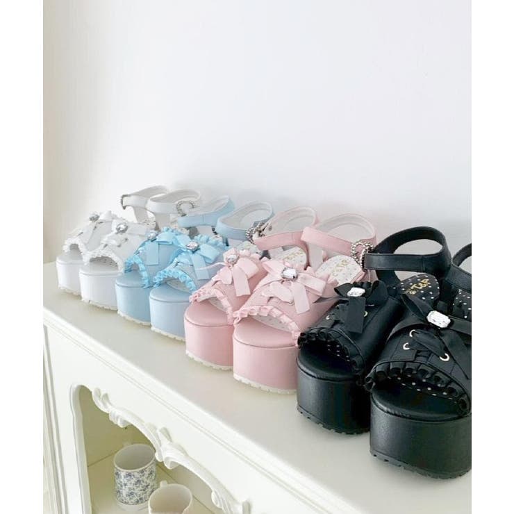 地雷系 厚底リボンレースアップサンダル | ESPERANZA | 詳細画像32 