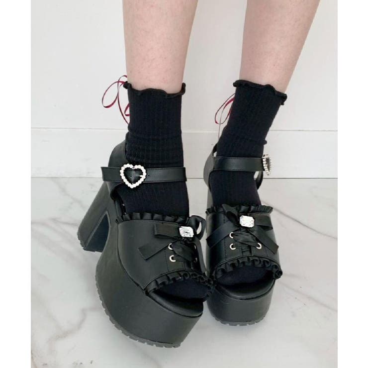 地雷系 厚底リボンレースアップサンダル | ESPERANZA | 詳細画像35 