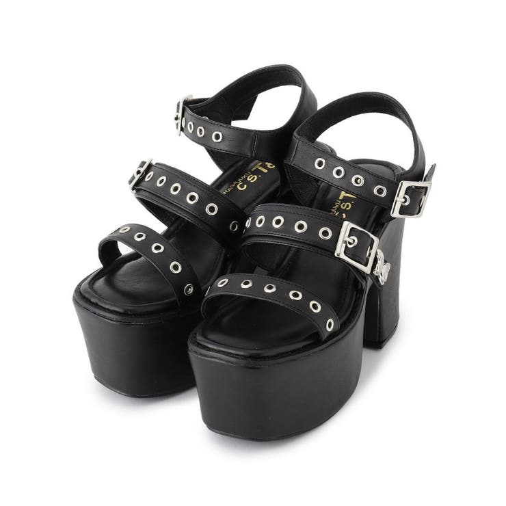 ブラック(019) | 厚底バタフライ付ベルトサンダル | ESPERANZA